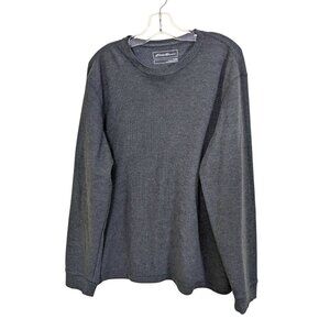 Eddie Bauer Mens Size XL Lounge Thermal Top Gray Long Sleeve Waffle Knit Staple